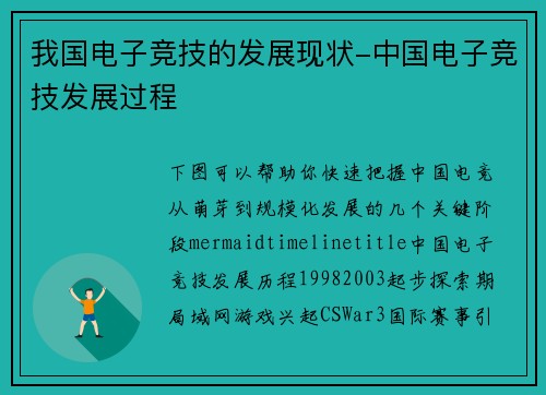 我国电子竞技的发展现状-中国电子竞技发展过程